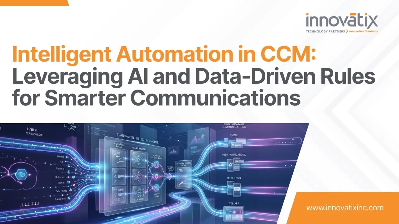 whitepaper - banner- Intelligent Automation in CCM_ Leveraging AI and Data-Driven Rules for Smarter Communications